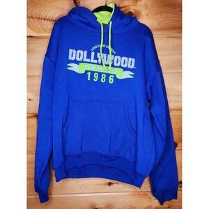 Dollywood Hoodie Sweatshirt Tennessee Theme Park Blue Green Neon Size Large 1986